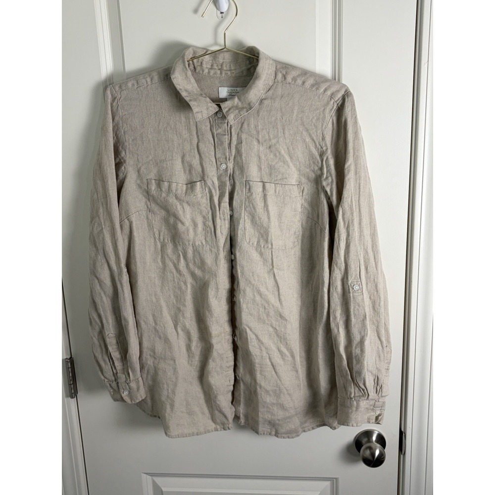 Charter Club Women's 100% Linen Button Down Shirt Sz X-Large